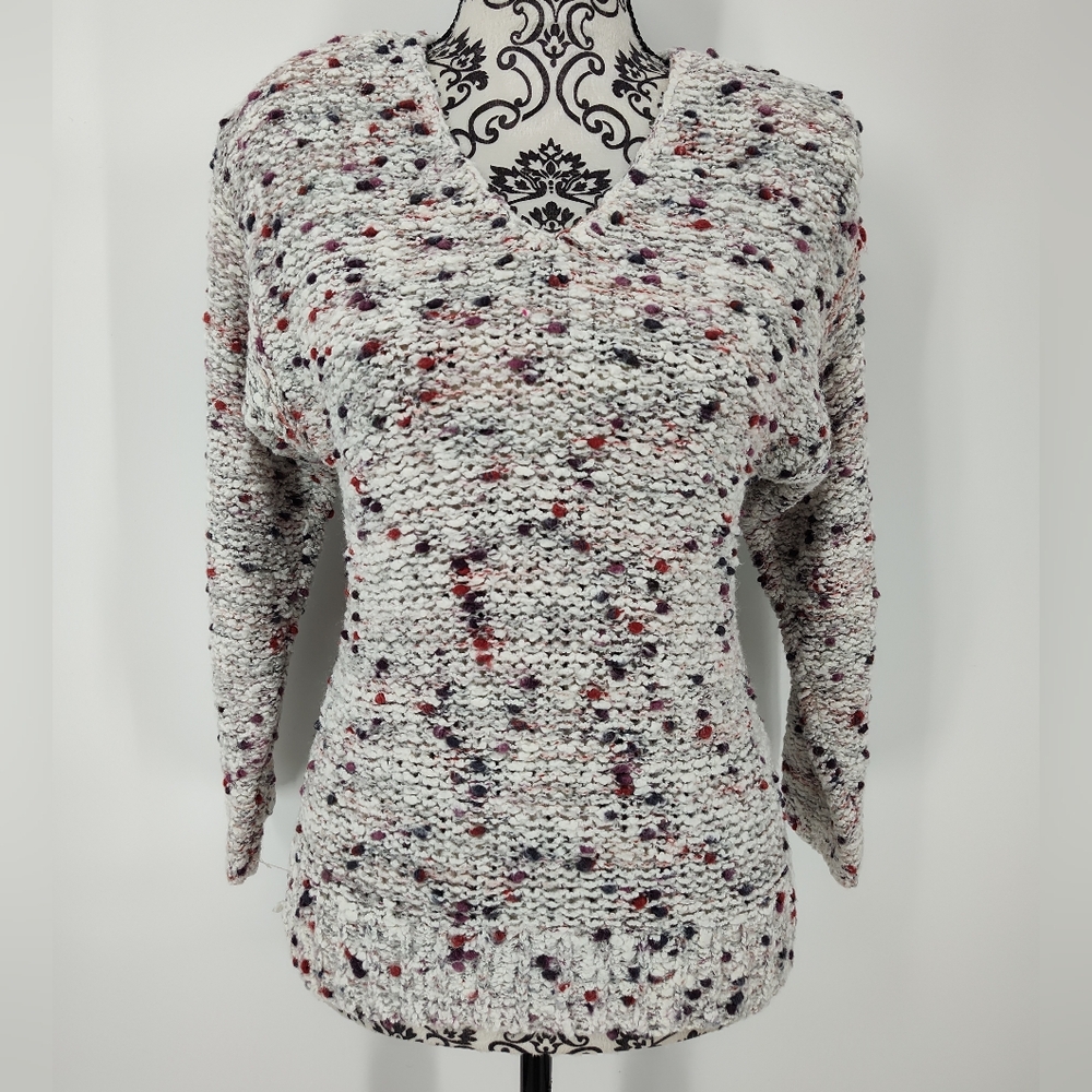 Maori Bee Textured Knit V Neck Sweater Womans Size Medium